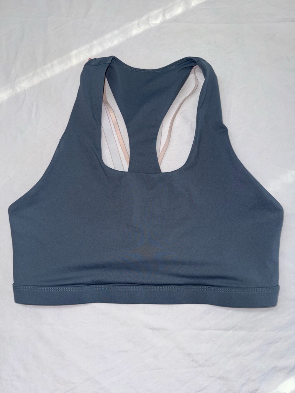 Fabletics Slate Blue High-Neck Racerback Sports Bra